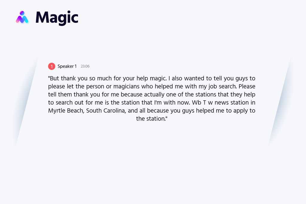 Magic client testimonial