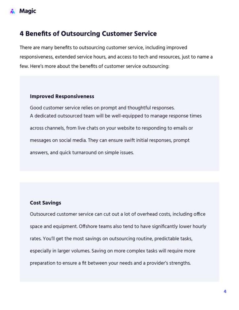 Customer Support Outsourcing eBook | Magic