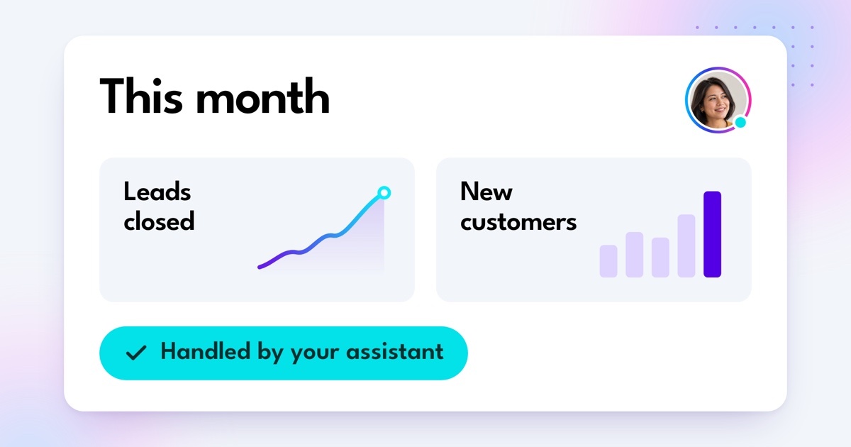 Monthly view of leads closed and new customers handled by your assistant