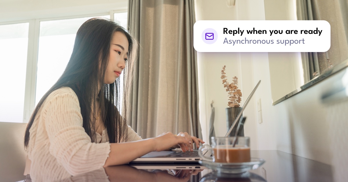 A support worker handles an asynchronous email conversation.