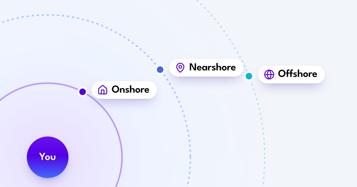 Onshore, nearshore, and offshore locations illustrate the geographic reach of remote hiring.