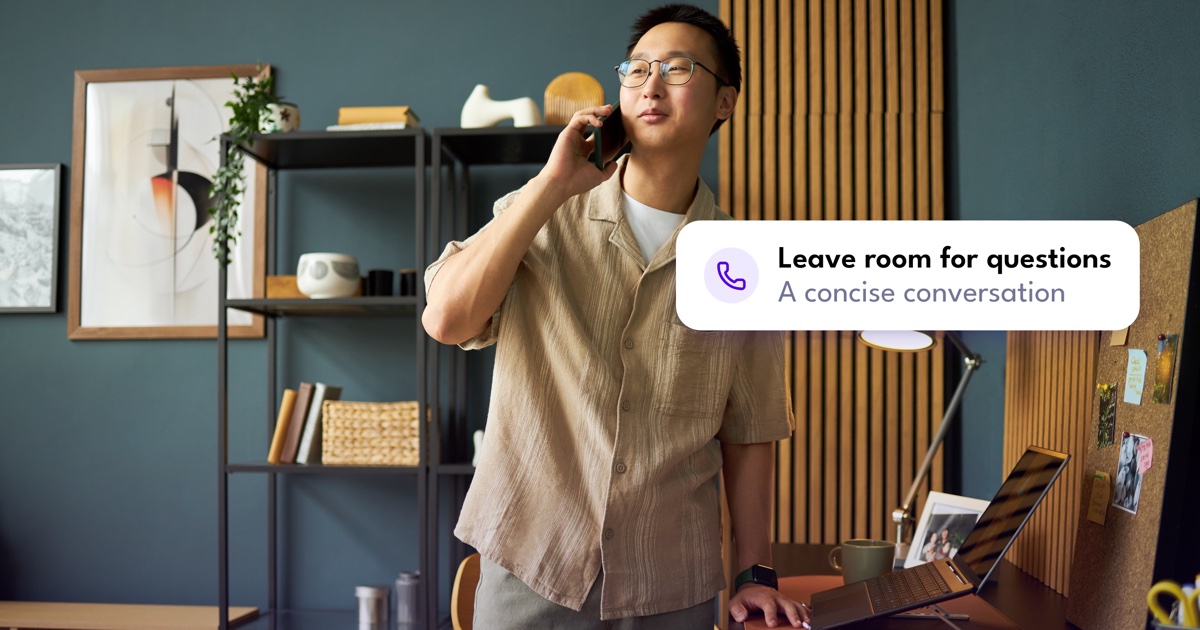 A real estate caller leaves time for the prospect's questions.