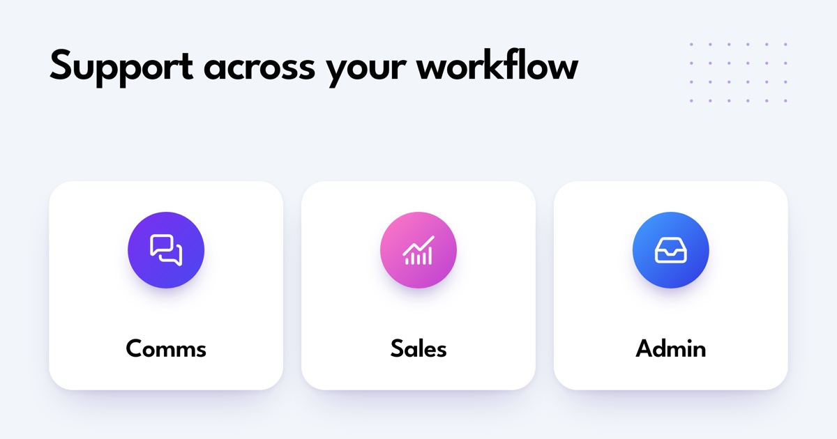 Assistant support spans communication, sales, and administration.