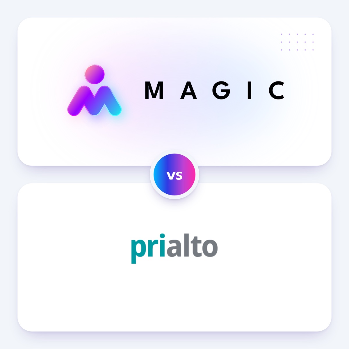 The Magic logo above the Prialto logo, with vs between them