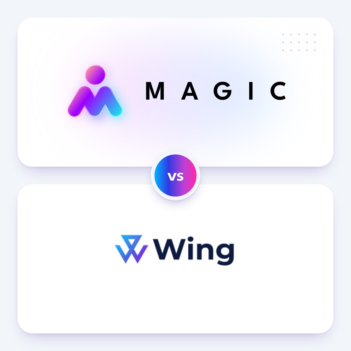 The Magic logo above the Wing logo, with vs between them